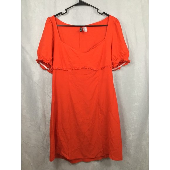 H&M Divided Scoop Neck Mini Dress Size Medium Orange - Picture 1 of 9